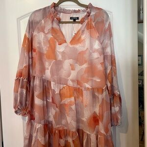 Express Long Sleeve Dress in Orange and Pink